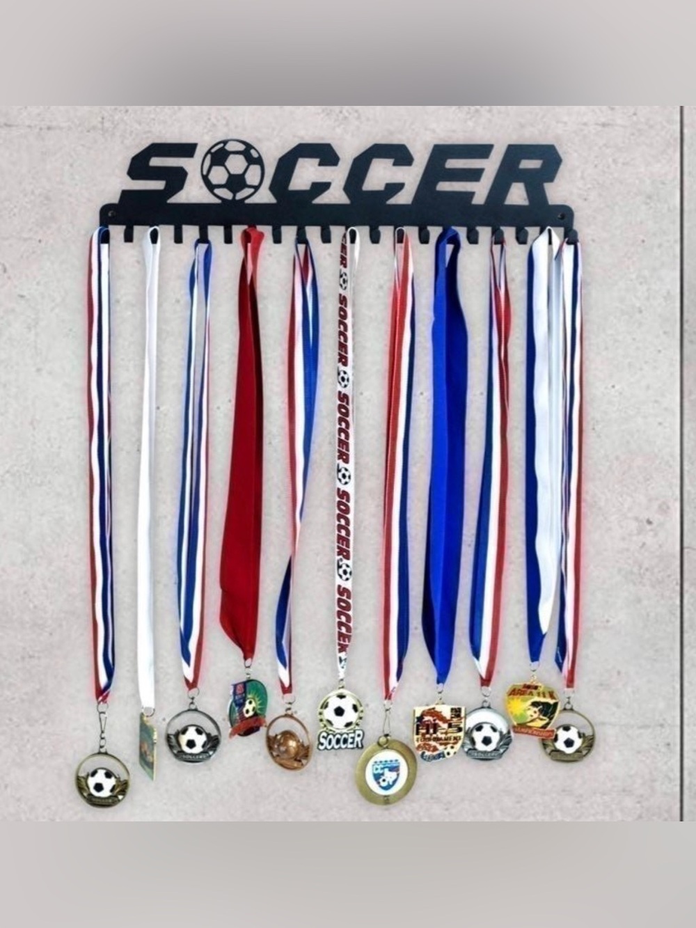 Soccer Medal Display Rack - Black